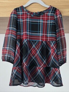 Classic Navy Red Plaid Tartan Dress